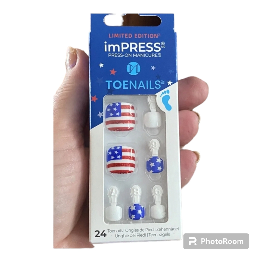 4/$20 Impress Press-On Toe Nails Limited Edition Fly Away BNIB